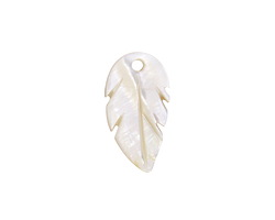 Mother of Pearl Carved Leaf Pendant 12x22mm