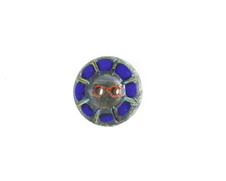 Czech Glass Cobalt Picasso Two Hole Button 14mm