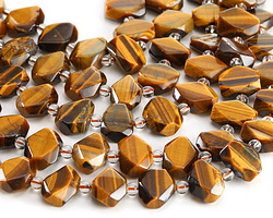 Tiger Eye Side-Drilled Faceted Flat Slab 12x15-16mm