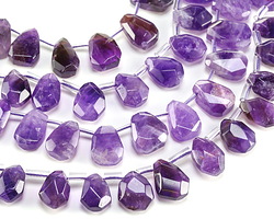 Amethyst Faceted Teardrop Nugget 12-15x16mm
