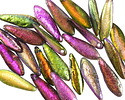 Czech Glass Textured Bird of Paradise Metallics Mix Dagger 5x16mm