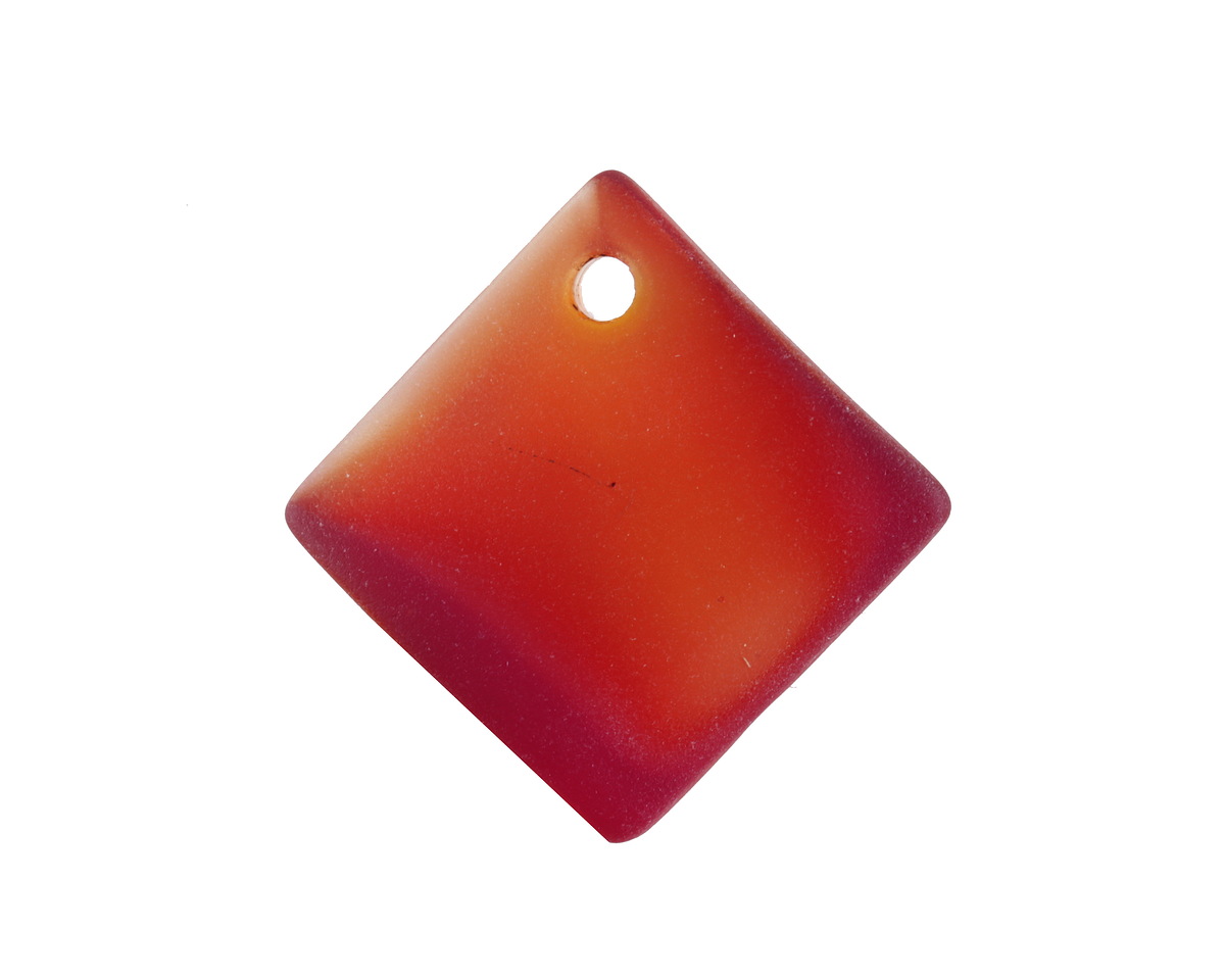 Cherry Cola Beach-Style Glass Curved Diamond Square Pendant 22mm
