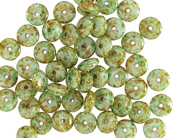 Czech Glass Aquamarine Picasso Spacer 2x6mm