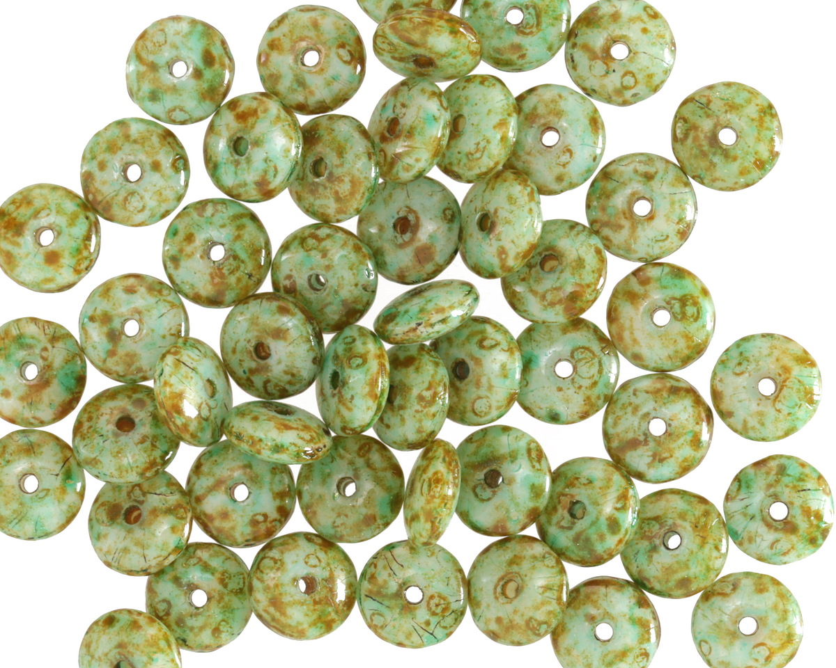 Czech Glass Aquamarine Picasso Spacer 2x6mm