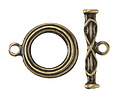 Antique Brass (plated) Carved Toggle Clasp 25x20mm, 29mm Bar