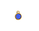 24K Gold (Plated) Transparent Cobalt Blue Resin Round Focal 8x11mm