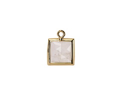Rock Crystal Quartz w/ Gold Finish Faceted Square Focal 10x13mm