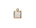Rock Crystal Quartz w/ Gold Finish Faceted Square Focal 10x13mm