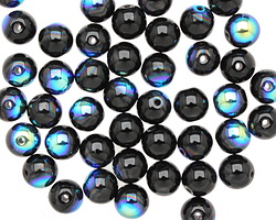 Czech Glass Jet AB Round 6mm