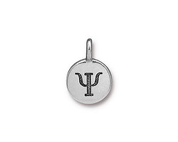 TierraCast Antique Silver (plated) Round Psi Charm 12x17mm