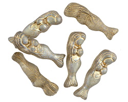 Czech Glass Smoke AB w/ Gold Mermaid 27x8mm