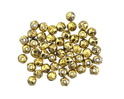 Czech Glass Black Diamond w/ Gold English Cut Round 3mm