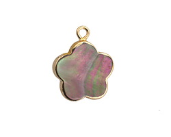 Black Lip Shell Flower Pendant w/ Gold Finish 18x15mm