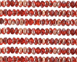 Czech Glass Matte Textured Tomato Red w/ Copper Fire Polished Rondelle 2.5x4mm