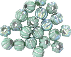 Czech Glass Mint AB w/ Silver Large Hole Melon Round 8mm