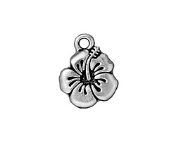 TierraCast Antique Silver (plated) Hibiscus Charm 14x18mm