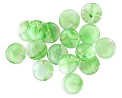 Czech Glass Peridot w/ White Heart Glass Coin 8mm