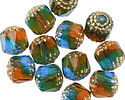 Czech Glass Seaweed w/ Gold Lantern 10mm