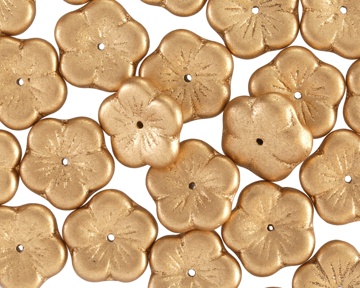 Czech Glass Matte Gold Flower 14mm