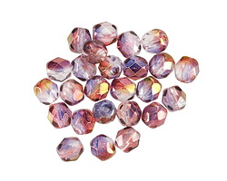 Czech Glass Crystal w/ Metallic Lilac Sunset Luster Fire Polished Round 6mm