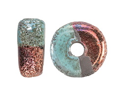 Mykonos Ceramic Raku Metallic Frosted Copper Textured Donut 10x26mm