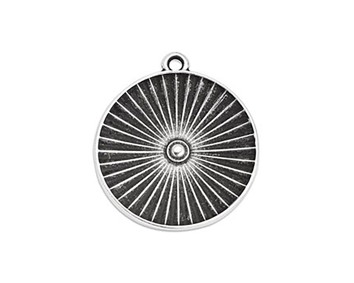 Antique Silver (plated) Round Radiant Focal 20x23mm