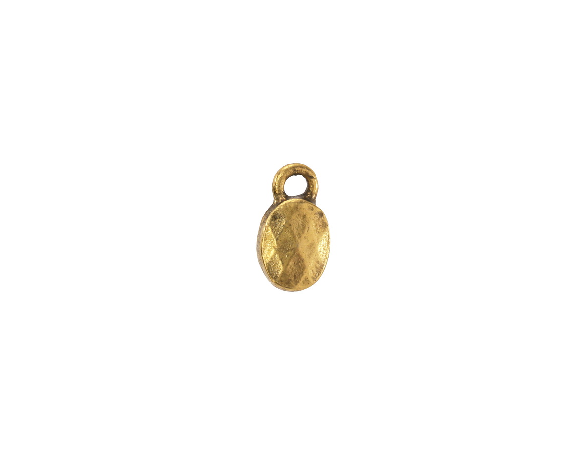 Nunn Design Antique Gold (plated) Faceted Oval Charm 10.6x6mm
