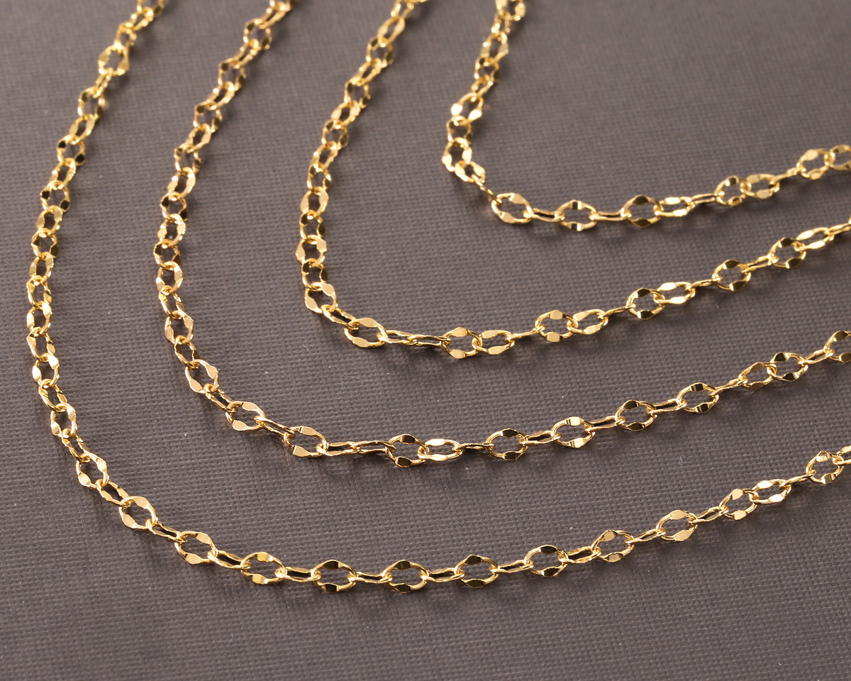 Hamilton Gold (plated) Half Flat Delicate Cable Chain, 50m Spool