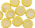 Czech Glass Dandelion w/ White Wash Sunflower 13mm