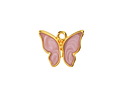 24K Gold (Plated) Pink Pearl Enamel Butterfly Focal 18x15mm