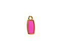 24K Gold (Plated) Transparent Paradise Pink Resin Rectangle Focal 6x13mm