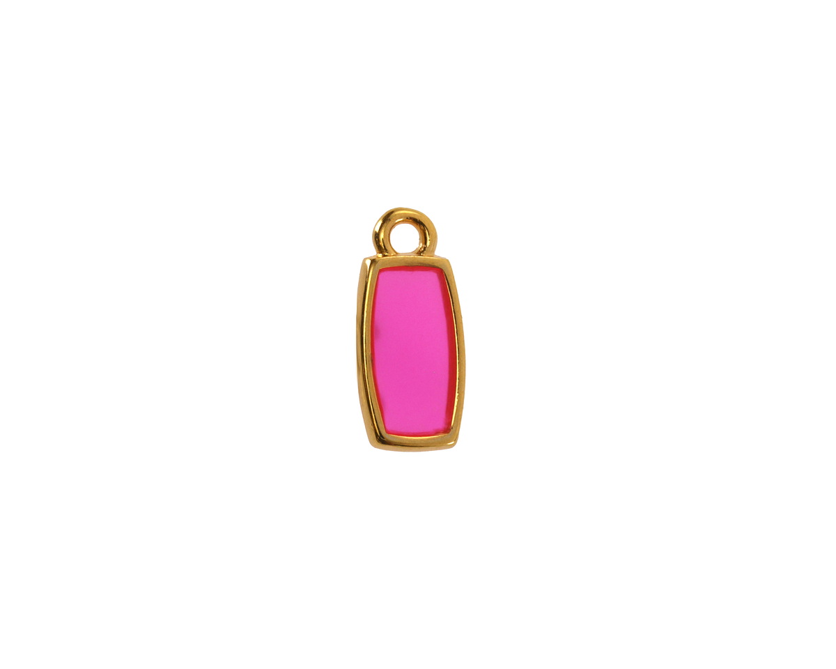 24K Gold (Plated) Transparent Paradise Pink Resin Rectangle Focal 6x13mm