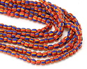 Java Glass Red, Yellow, & Cobalt w/ Stripes Graduated Gooseberry Beads 3-6x4-6mm
