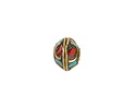 Nepalese Brass w/ Turquoise & Coral Mosaic w/ Half Circles Saucer Bead 8.5x11mm
