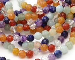Rainbow Multi Gemstone Faceted Round 6mm