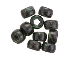 Czech Glass Black & Green Swirl Roller 9mm