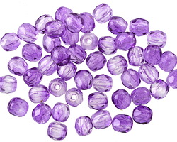 Czech Glass Purple Lustered Crystal Fire Polished Round 4mm