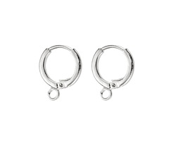 Silver (plated) Round Hinged Earwire w/ Loop 11mm