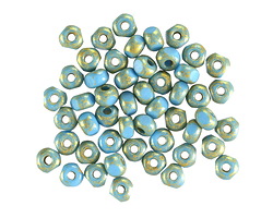 Czech Glass Alice Blue w/ Antique Gold Trica Beads 3x4mm