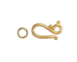 Satin Hamilton Gold Finish Dewdrop Hook & Eye Clasp 20x13mm, 7mm Ring