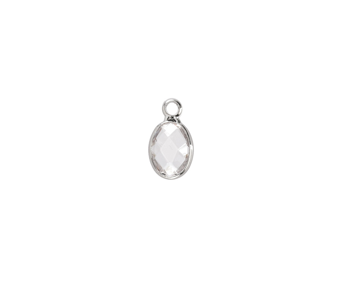 Clear Crystal Oval Drop in Silver Finish Bezel 6x8mm