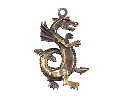 Mykonos Antique Brass (plated) Large Dragon Focal 28x45mm