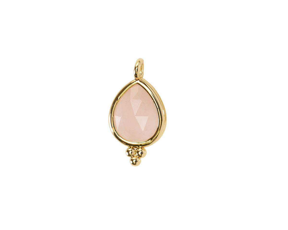 Rose Quartz w/ Gold Finish Faceted Teardrop Focal 10x12mm