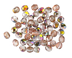 Czech Glass Crystal w/ Rose Gold Vitrail Fire Polished Round 4mm