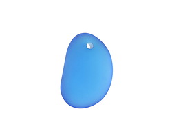 Pacific Blue Beach-Style Glass Large Pebble Pendant 15-20x20-35mm