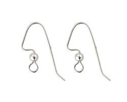 Silver (plated) Angular Earwire w/ 3mm Ball 19x22mm