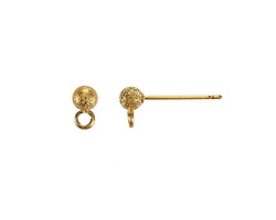Gold (plated) Stardust Ball Earring w/ Loop 4mm