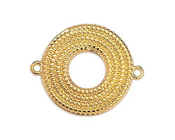 24K Gold (plated) Coiled Rope Open Circle Focal Link 30x24mm