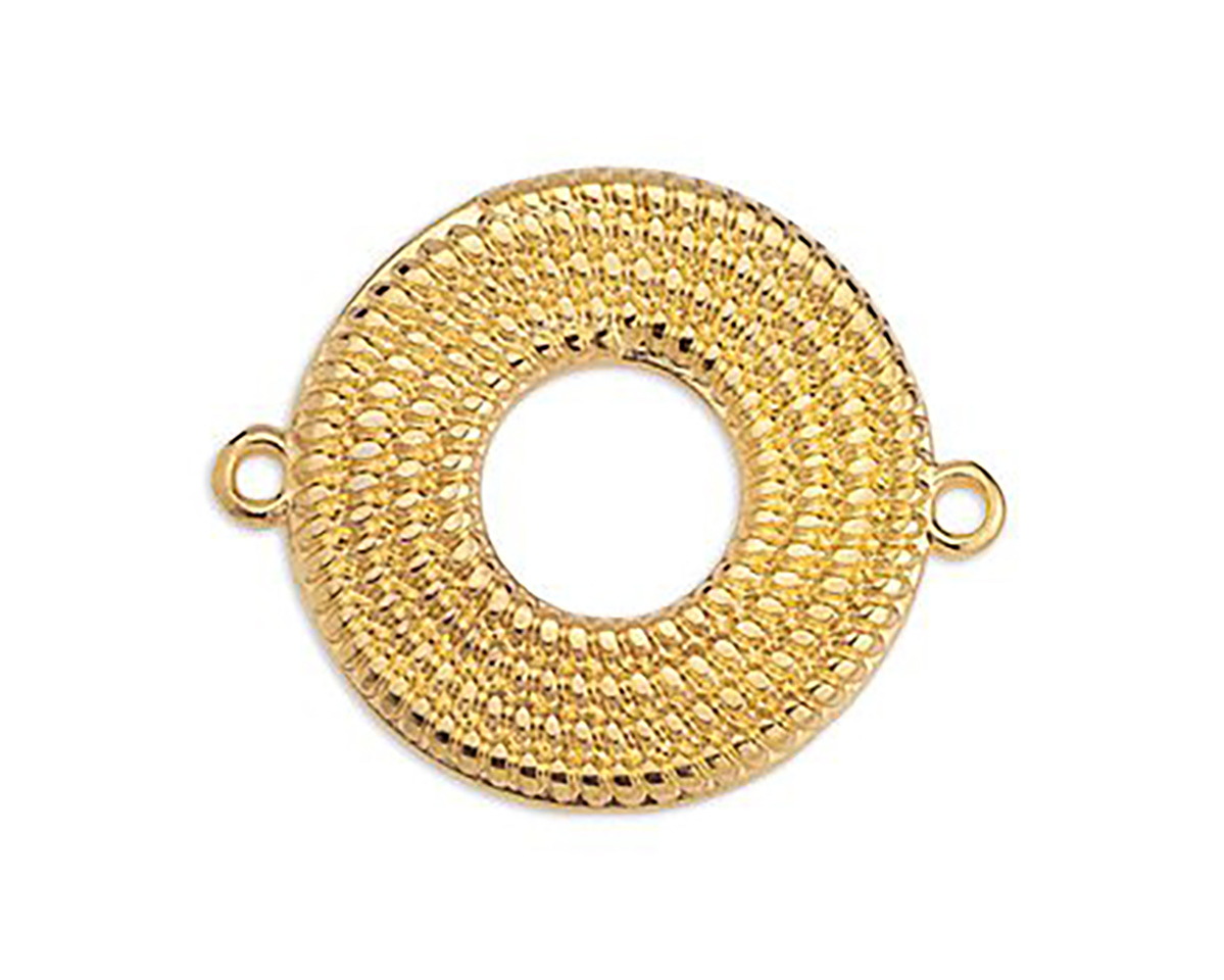 24K Gold (plated) Coiled Rope Open Circle Focal Link 30x24mm