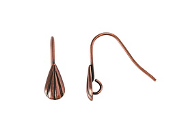 Antique Copper (plated) Earwire w/ Angled Teardrop 18x18mm